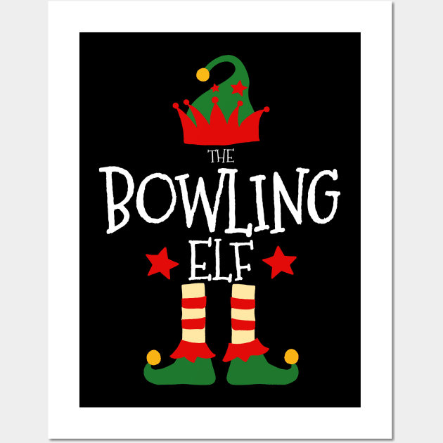 Bowling Elf Matching Family Group Christmas Party Pajamas Wall Art by uglygiftideas